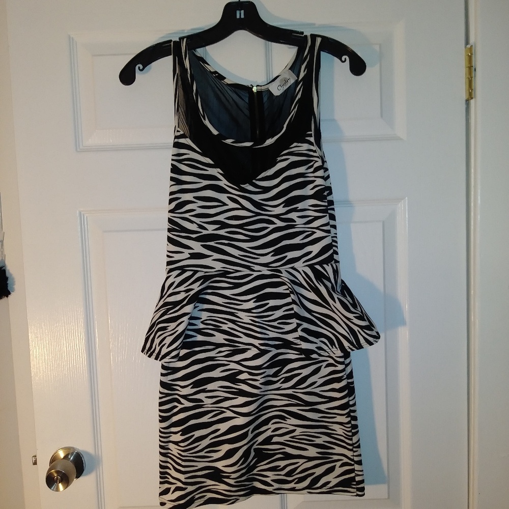 Zebra print peplum dress